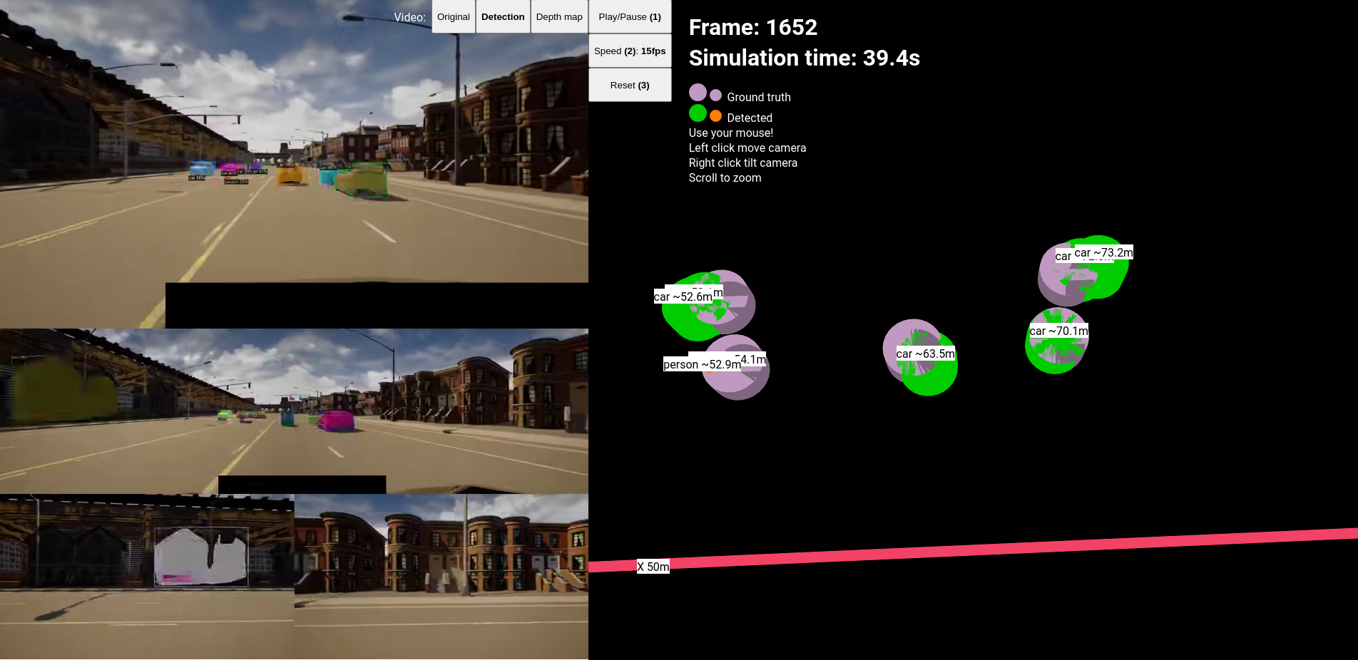 Relatively accurate depth estimation for far distances of ~70 meters