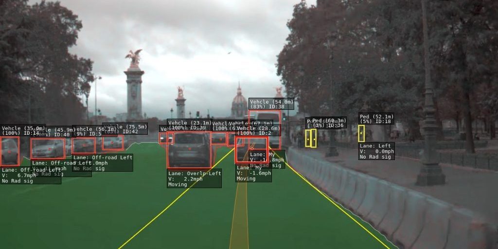 Another screenshot form a clip that shows Tesla Autopilot’s perception output https://www.youtube.com/watch?v=_1MHGUC_BzQ&t=225s